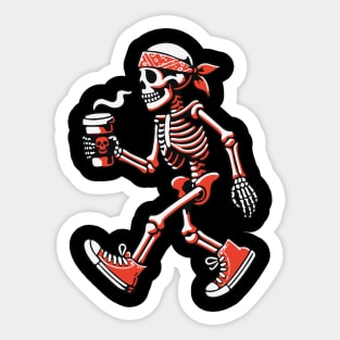 Skeleton Walking with Coffee -  Perfect for Walking Sticker